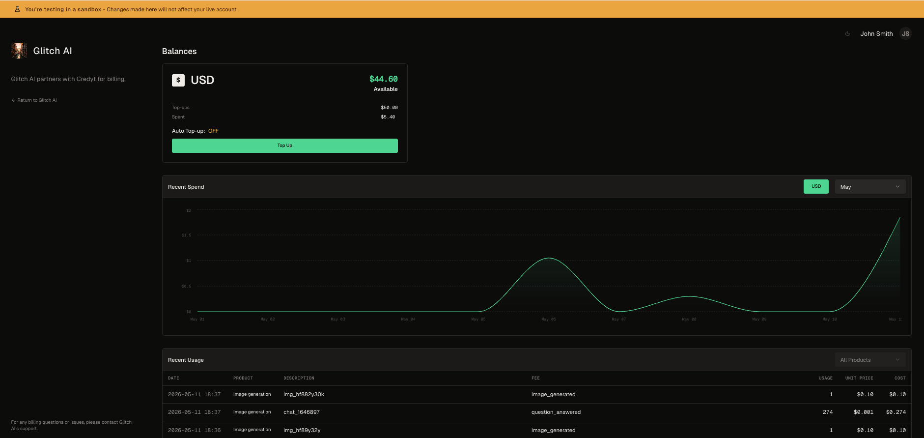 Credyt's Billing Portal